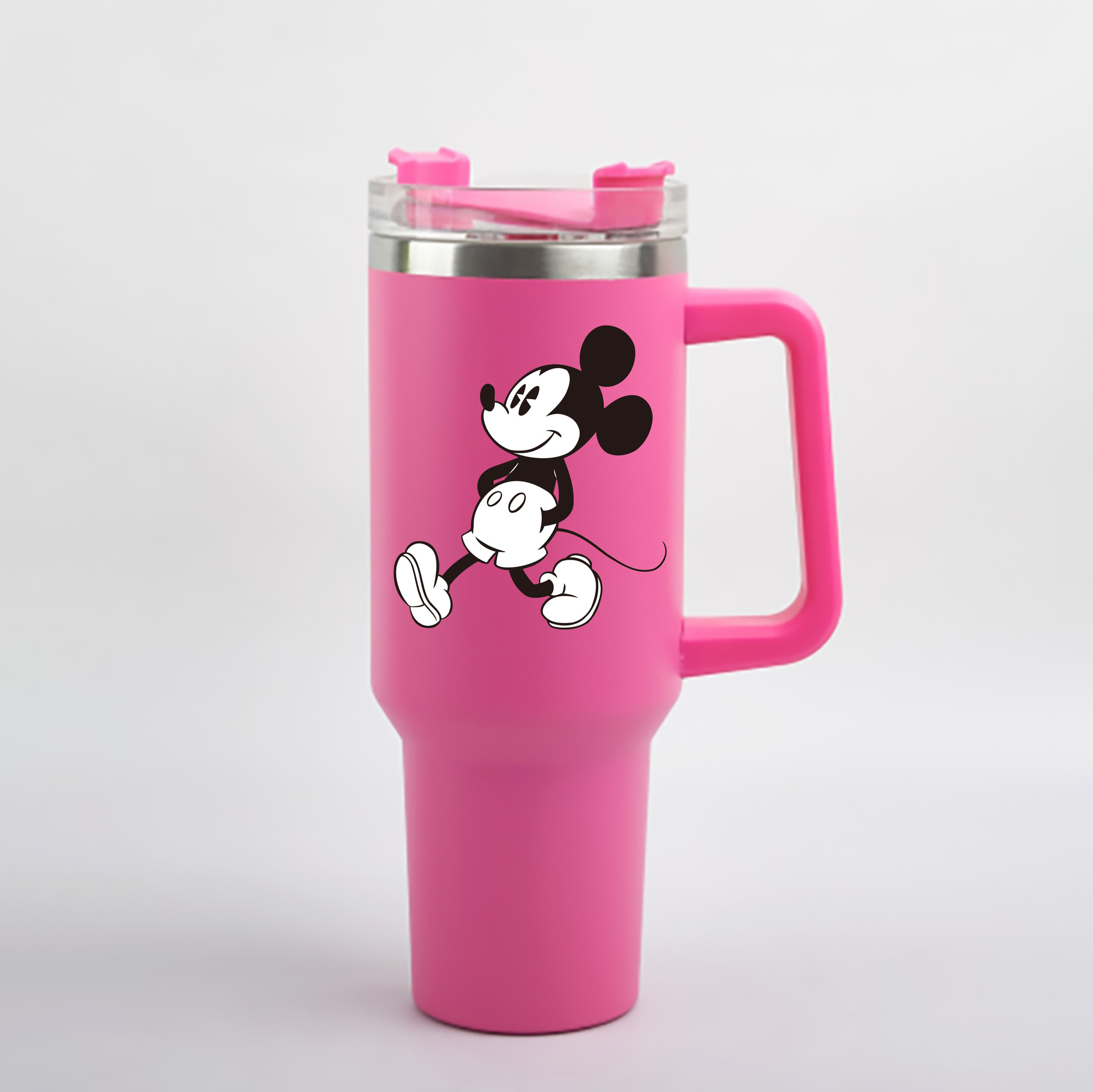 （画像用） ミッキーマウス Mickey Mouse 1200mL車用タンブラー - クリスタルステッカー（プラスチックストロー付き）